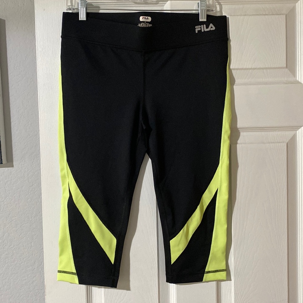 fila cropped leggings black and green
